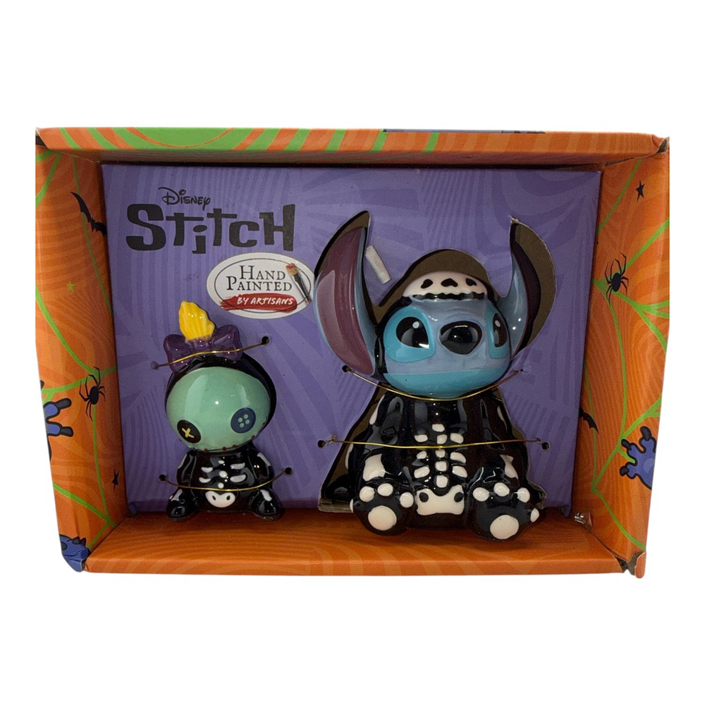 Disney Halloween Lily And Stitch Hand Painted Salt and Pepper set